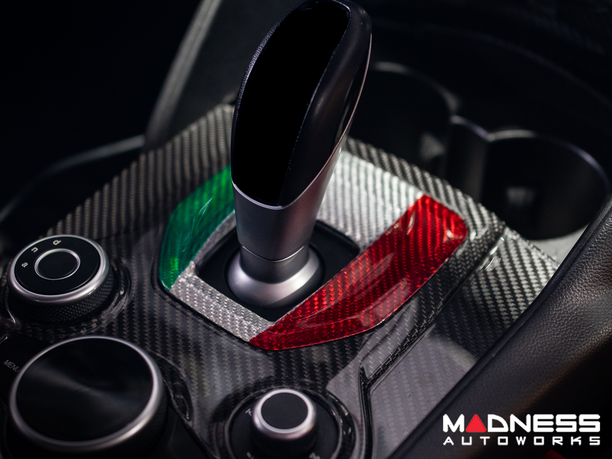 Alfa Romeo Stelvio Shift Gate Trim Panel - Carbon Fiber - Pre '20 - Italian Theme  - Feroce Carbon